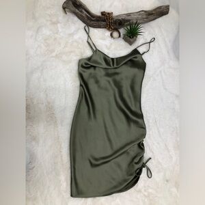 Forever 21 Sage Green Satin Party Cocktail Wedding Guest Dress